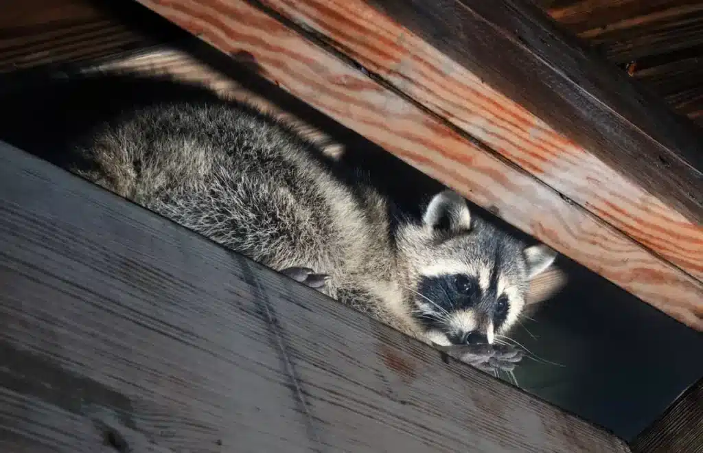 Raccoons in the attic are nesting to stay away from larger predators. 