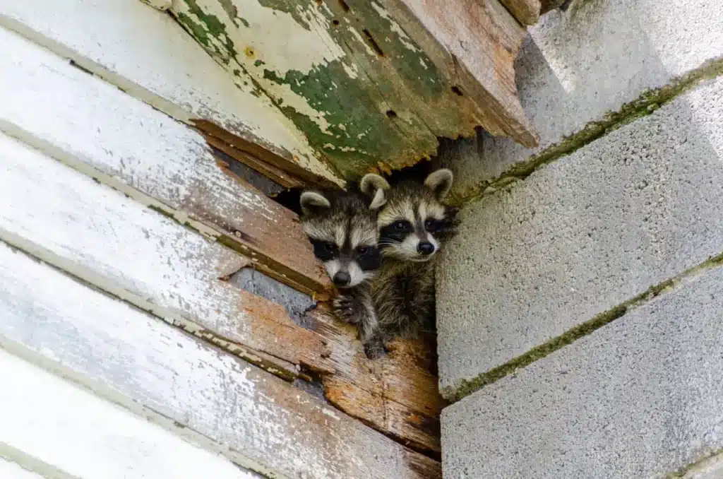 Raccoons love to hide. If you see what out during the day, it is likely lost. 