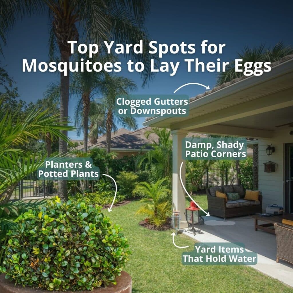 common spots for a mosquito to lay eggs